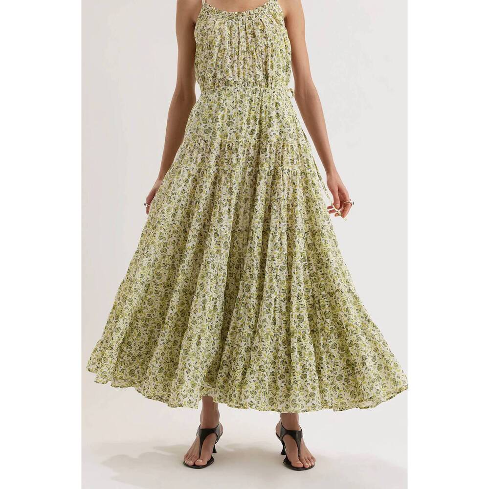 NEW MERLETTE chandni maxi skirt in lime floral print